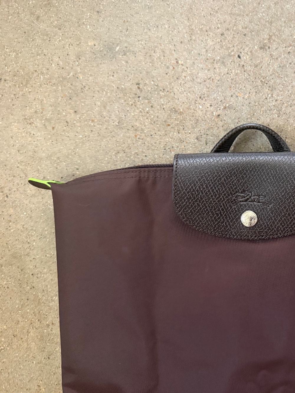 Longchamp Paris Green Medium Backpack Recycled Canvas Brown EUC - Picture 2 of 7